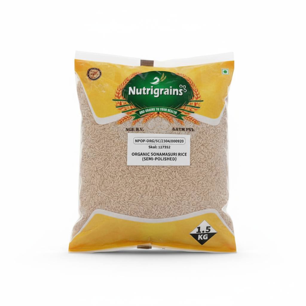 Nutrigrains Organic Sonamasuri Rice 1.5kg(semipolished)